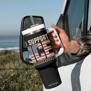 I Support ICE Tumbler With Handle Immigration Officers Vintage American Flag TS11 Print Your Wear