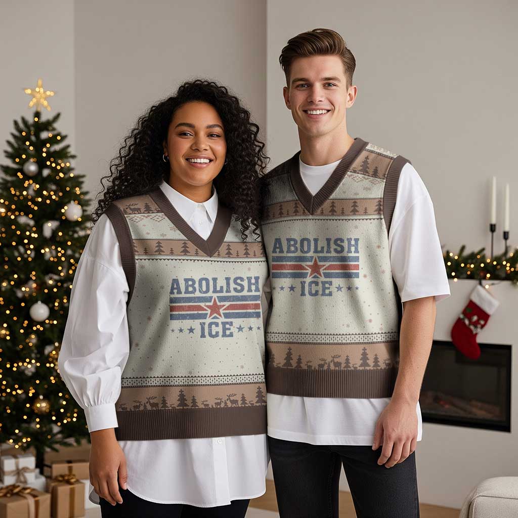 Abolish Ice V-Neck Knit Sweater Vest Resist Support Immigrants Refugees TS11 Mocha Mousse Print Your Wear