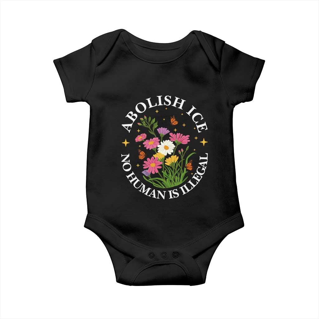 Abolish Ice No Human Is Illegal Baby Onesie Immigration Rights Protest TS11 Black Print Your Wear