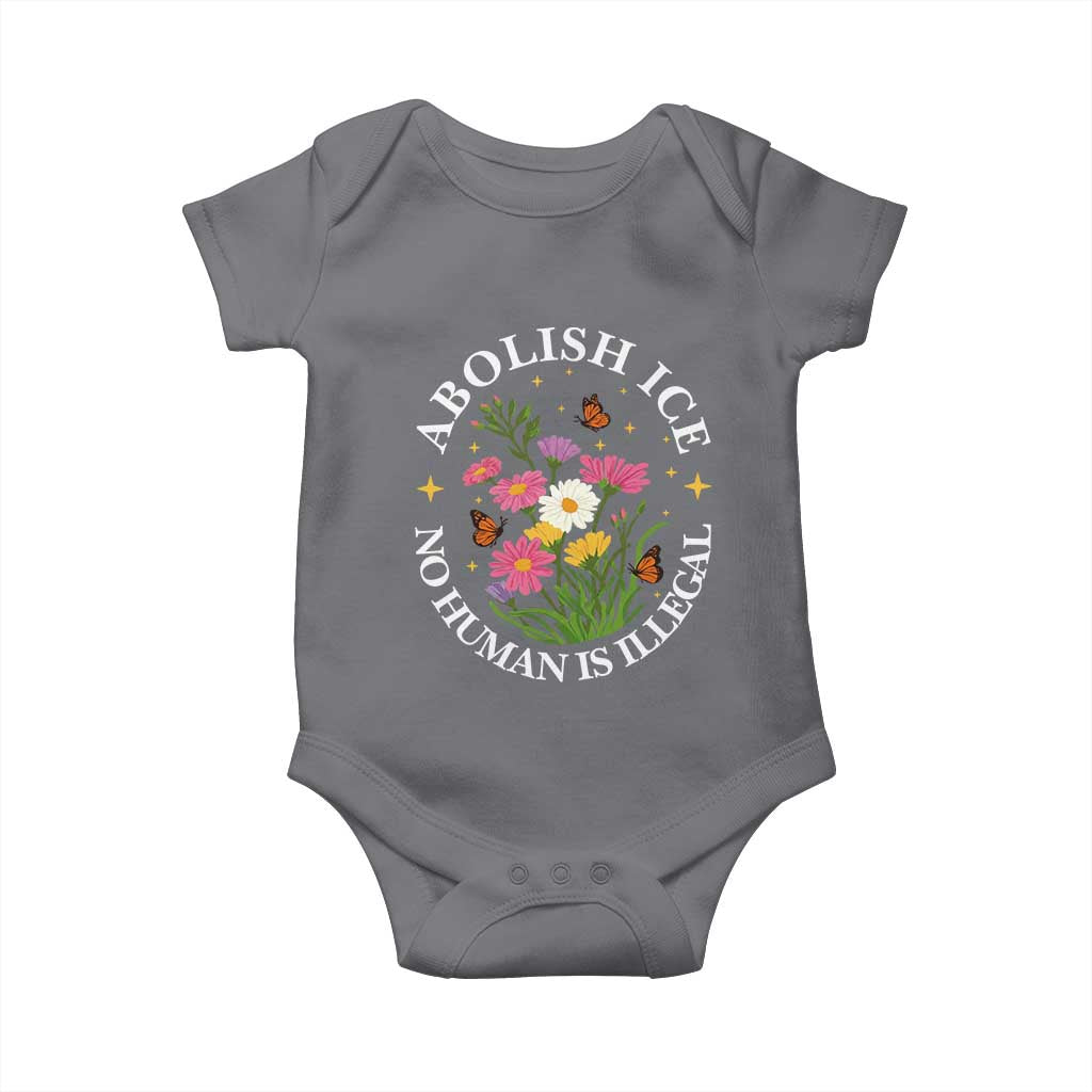 Abolish Ice No Human Is Illegal Baby Onesie Immigration Rights Protest TS11 Charcoal Print Your Wear