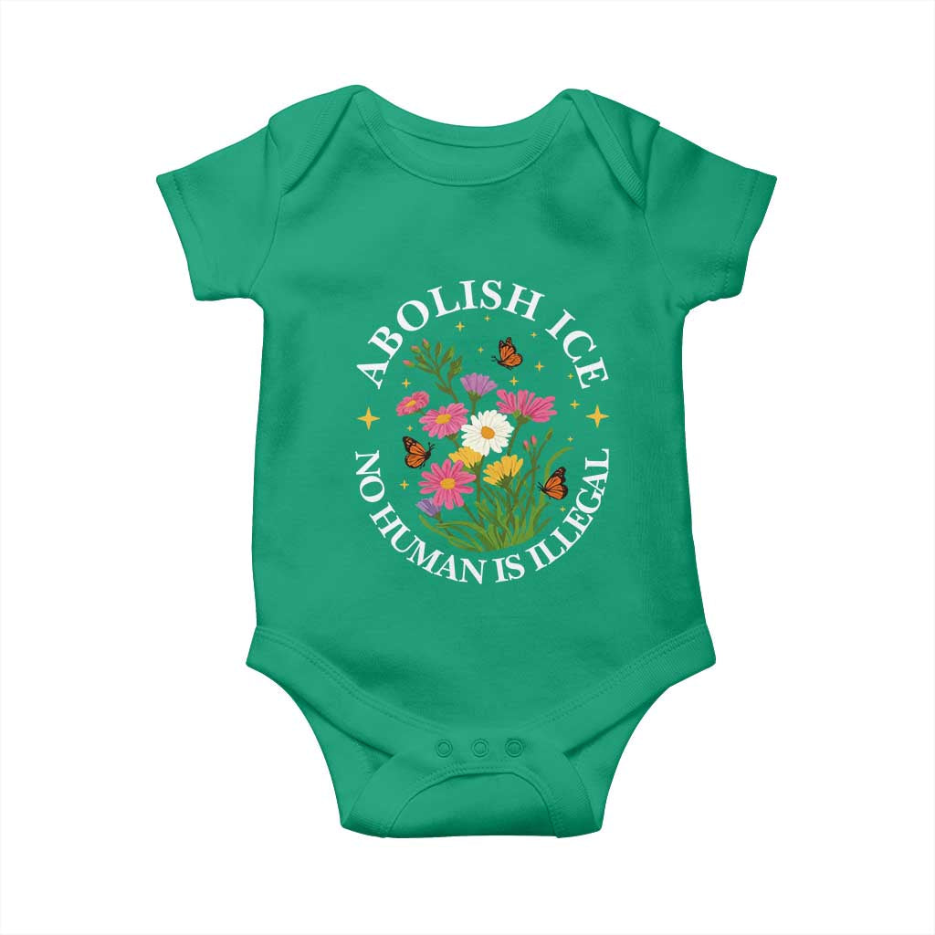 Abolish Ice No Human Is Illegal Baby Onesie Immigration Rights Protest TS11 Irish Green Print Your Wear