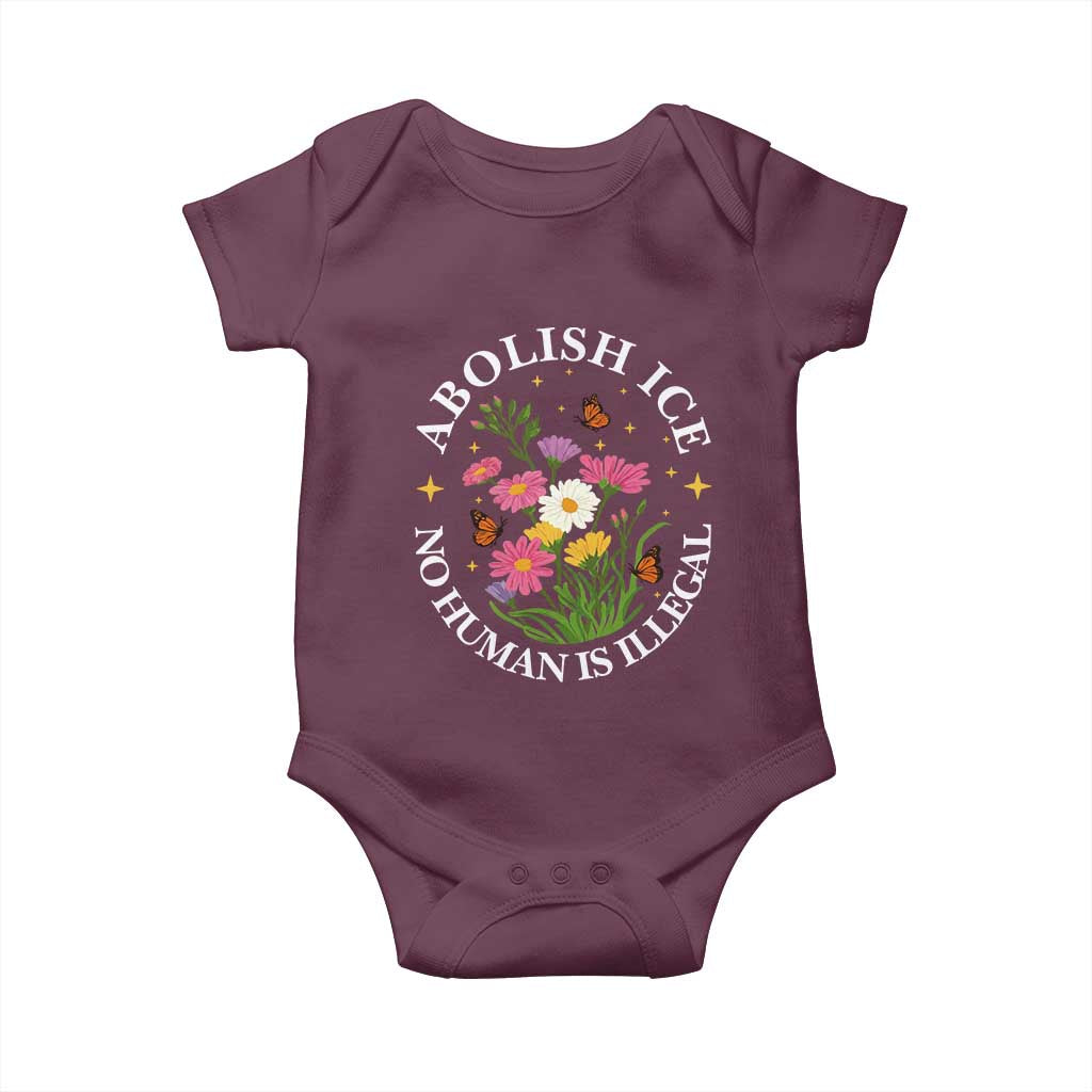 Abolish Ice No Human Is Illegal Baby Onesie Immigration Rights Protest TS11 Maroon Print Your Wear