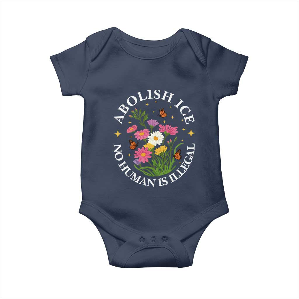 Abolish Ice No Human Is Illegal Baby Onesie Immigration Rights Protest TS11 Navy Print Your Wear