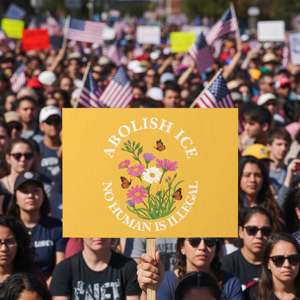 Abolish Ice No Human Is Illegal Protest Sign Immigration Rights Protest TS11 Horizontal 18