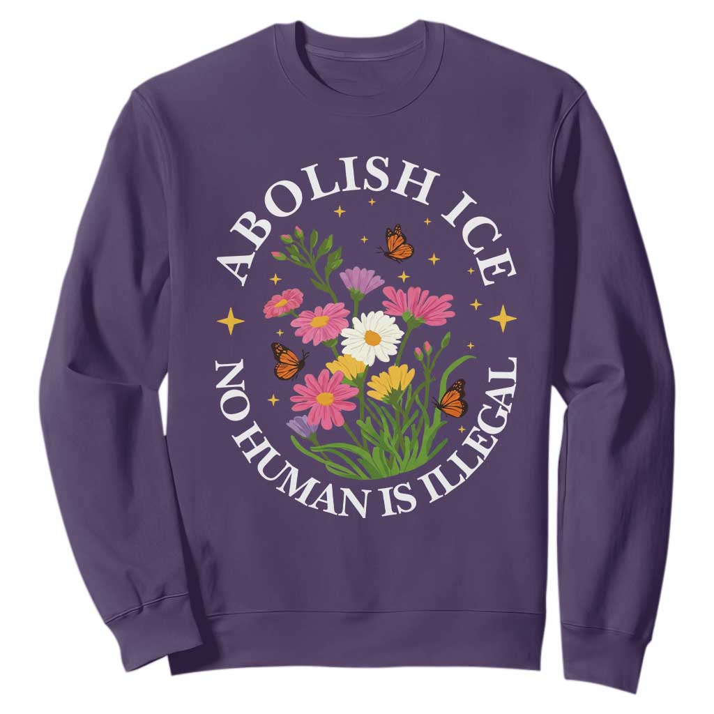Abolish Ice No Human Is Illegal Sweatshirt Immigration Rights Protest TS11 Purple Print Your Wear
