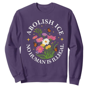 Abolish Ice No Human Is Illegal Sweatshirt Immigration Rights Protest TS11 Purple Print Your Wear