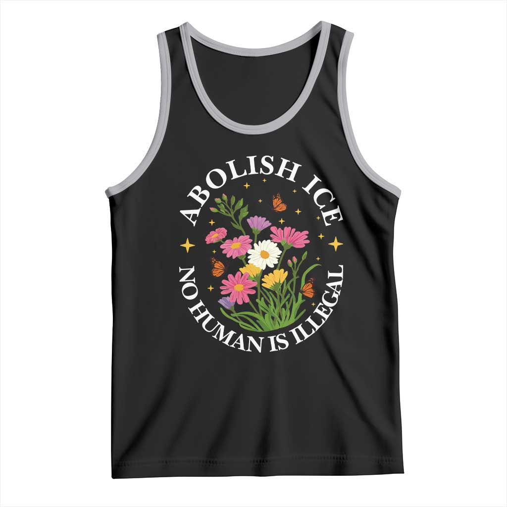 Abolish Ice No Human Is Illegal Tank Top Immigration Rights Protest TS11 Black Athletic Heather Print Your Wear