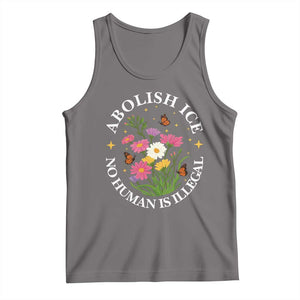 Abolish Ice No Human Is Illegal Tank Top Immigration Rights Protest TS11 Deep Heather Print Your Wear
