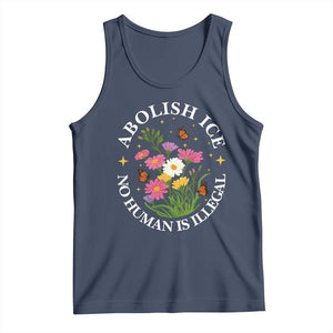 Abolish Ice No Human Is Illegal Tank Top Immigration Rights Protest TS11 Navy Print Your Wear