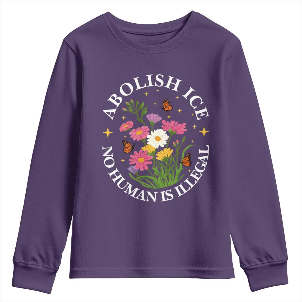 Abolish Ice No Human Is Illegal Youth Sweatshirt Immigration Rights Protest TS11 Purple Print Your Wear