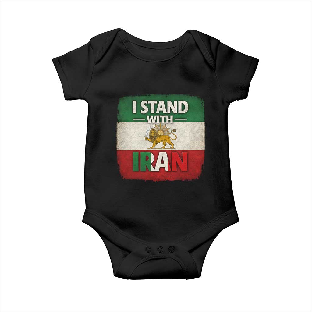 I Stand With Iran Baby Onesie Free Iran Support Persian Lion Flag TS11 Black Print Your Wear