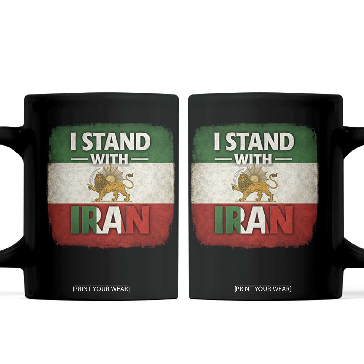 I Stand With Iran Coffee Mug Free Iran Support Persian Lion Flag TS11 Black Print Your Wear