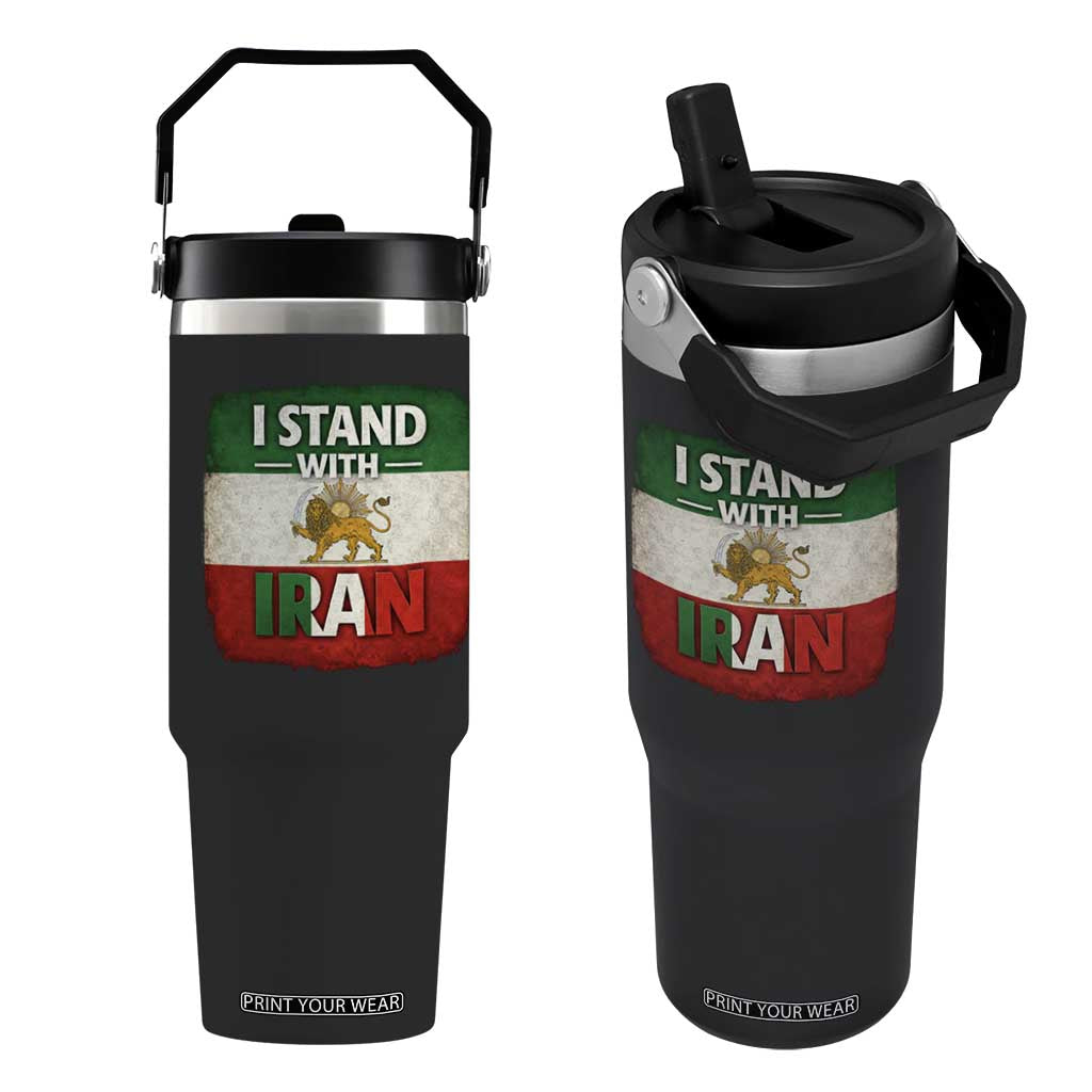 I Stand With Iran Flip Straw Tumbler Free Iran Support Persian Lion Flag TS11 One Size: 30 oz Black Print Your Wear