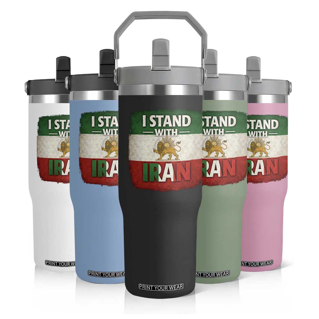 I Stand With Iran Flip Straw Tumbler Free Iran Support Persian Lion Flag TS11 Print Your Wear