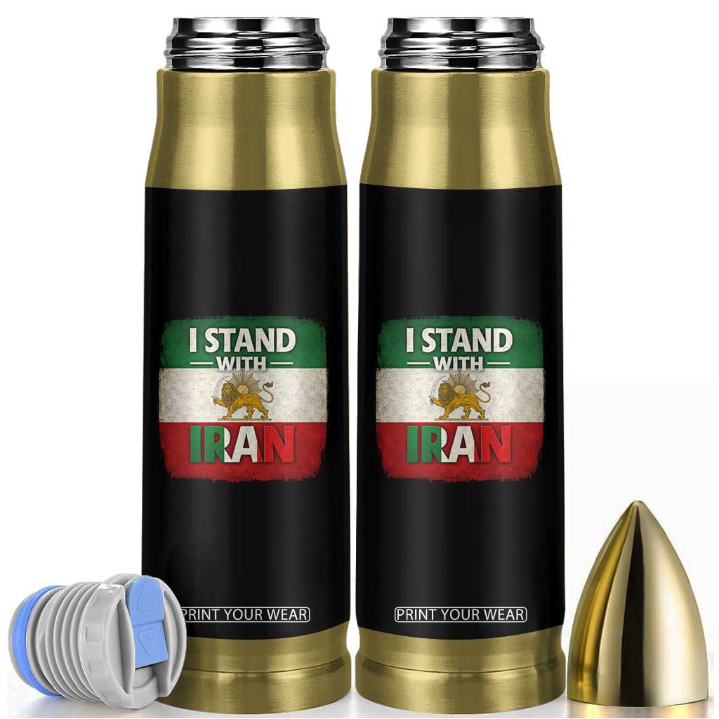 I Stand With Iran Bullet Tumbler Free Iran Support Persian Lion Flag TS11 Black Print Your Wear