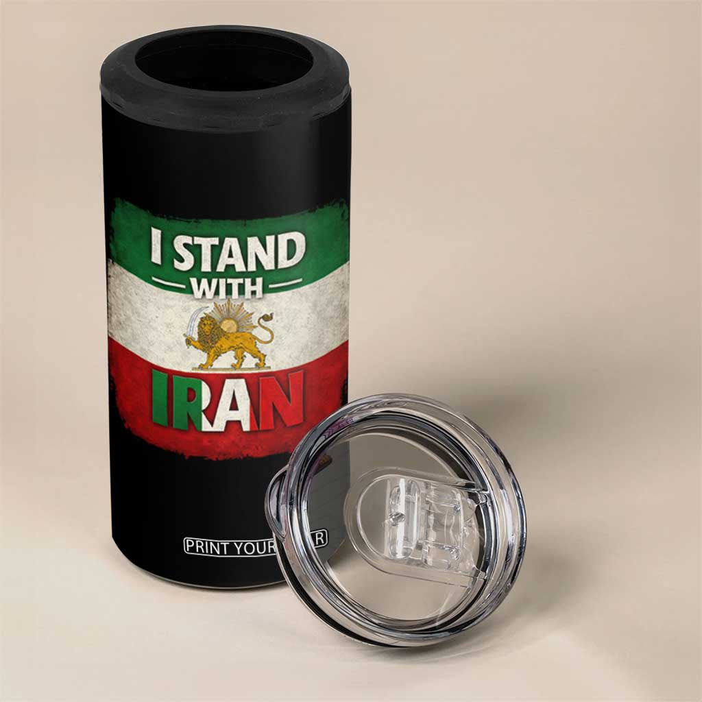 I Stand With Iran 4 in 1 Can Cooler Tumbler Free Iran Support Persian Lion Flag TS11 Print Your Wear