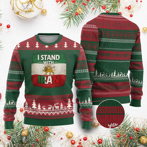 I Stand With Iran Ugly Christmas Sweater Free Iran Support Persian Lion Flag TS11 Red Green Print Your Wear