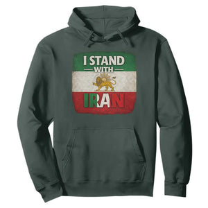 I Stand With Iran Hoodie Free Iran Support Persian Lion Flag TS11 Dark Forest Green Print Your Wear