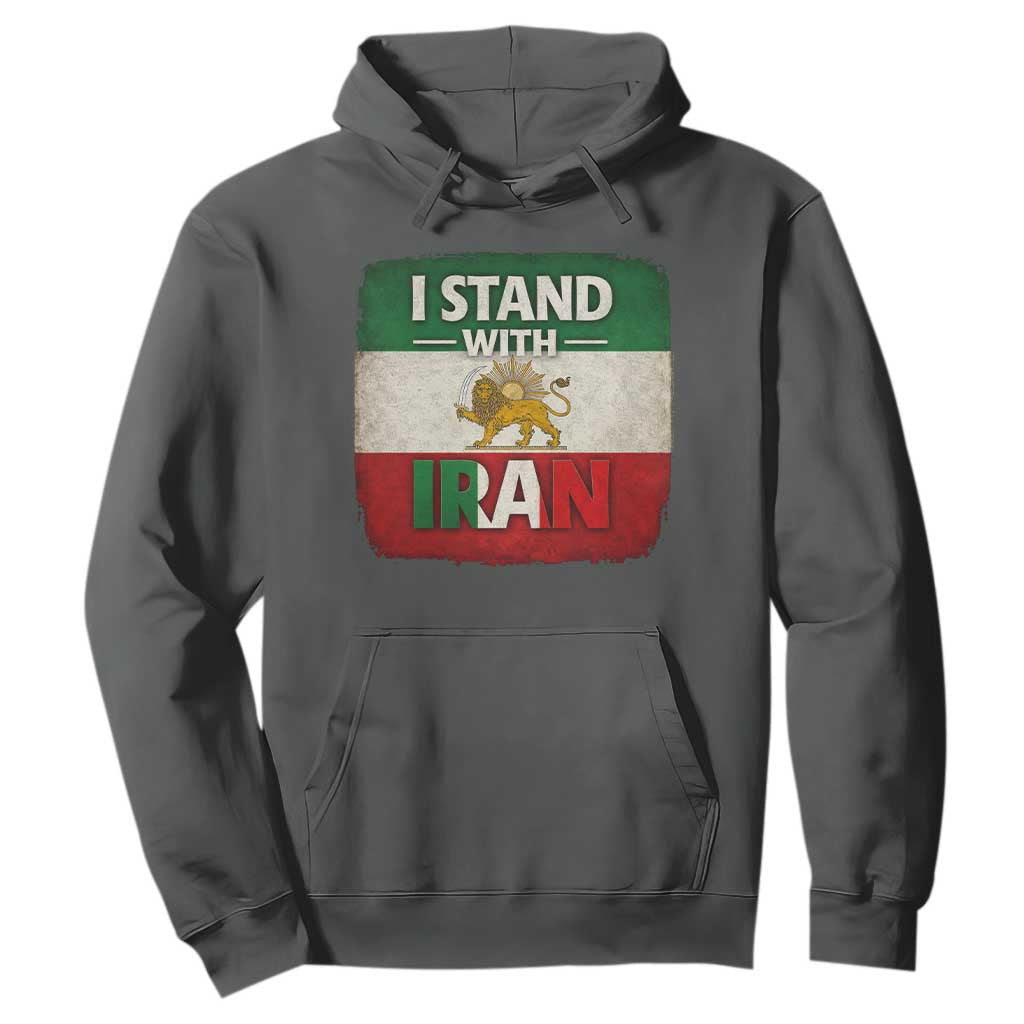 I Stand With Iran Hoodie Free Iran Support Persian Lion Flag TS11 Dark Heather Print Your Wear