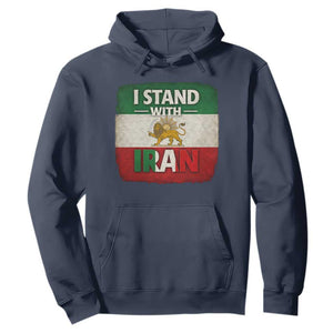 I Stand With Iran Hoodie Free Iran Support Persian Lion Flag TS11 Navy Print Your Wear
