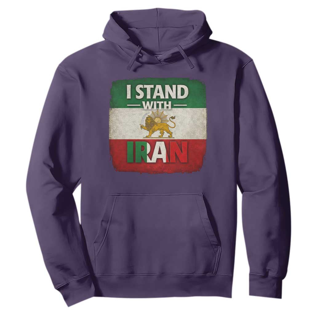 I Stand With Iran Hoodie Free Iran Support Persian Lion Flag TS11 Purple Print Your Wear