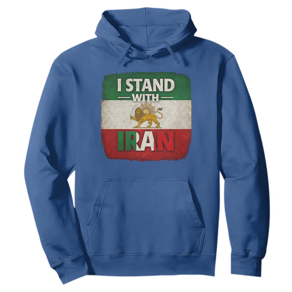 I Stand With Iran Hoodie Free Iran Support Persian Lion Flag TS11 Royal Blue Print Your Wear