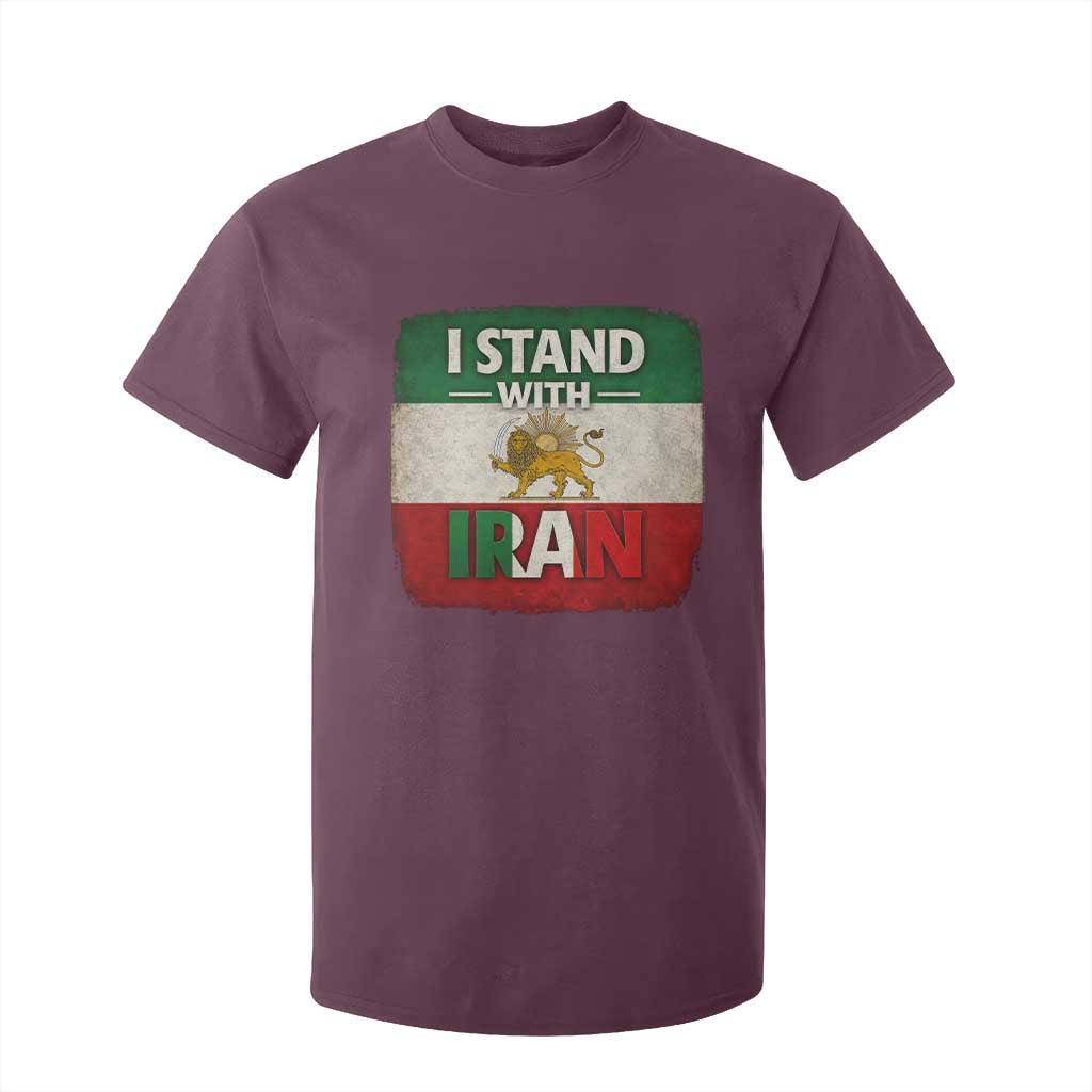 I Stand With Iran T Shirt For Kid Free Iran Support Persian Lion Flag TS11 Maroon Print Your Wear