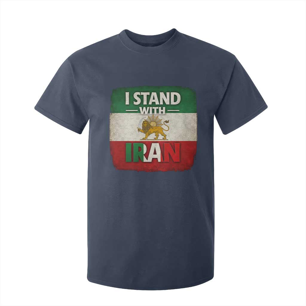 I Stand With Iran T Shirt For Kid Free Iran Support Persian Lion Flag TS11 Navy Print Your Wear