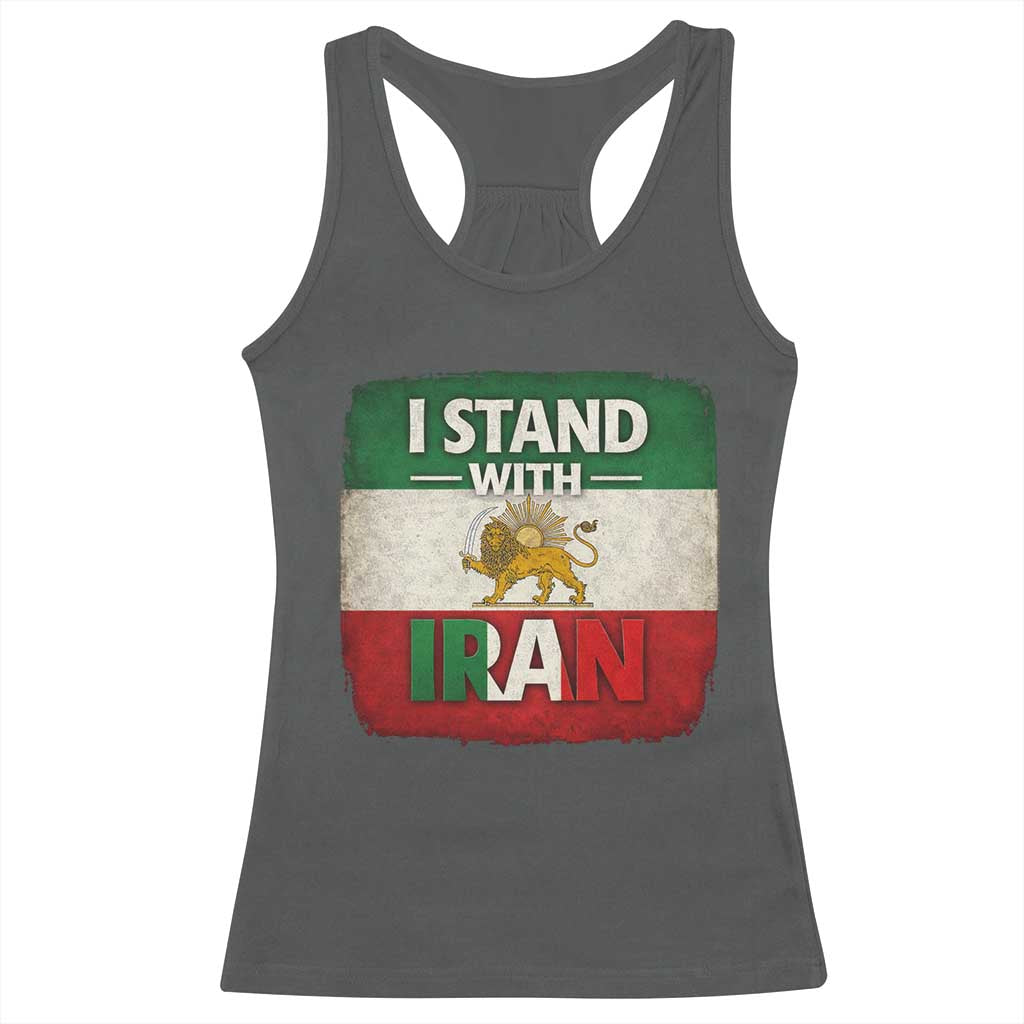 I Stand With Iran Racerback Tank Top Free Iran Support Persian Lion Flag TS11 Dark Heather Print Your Wear