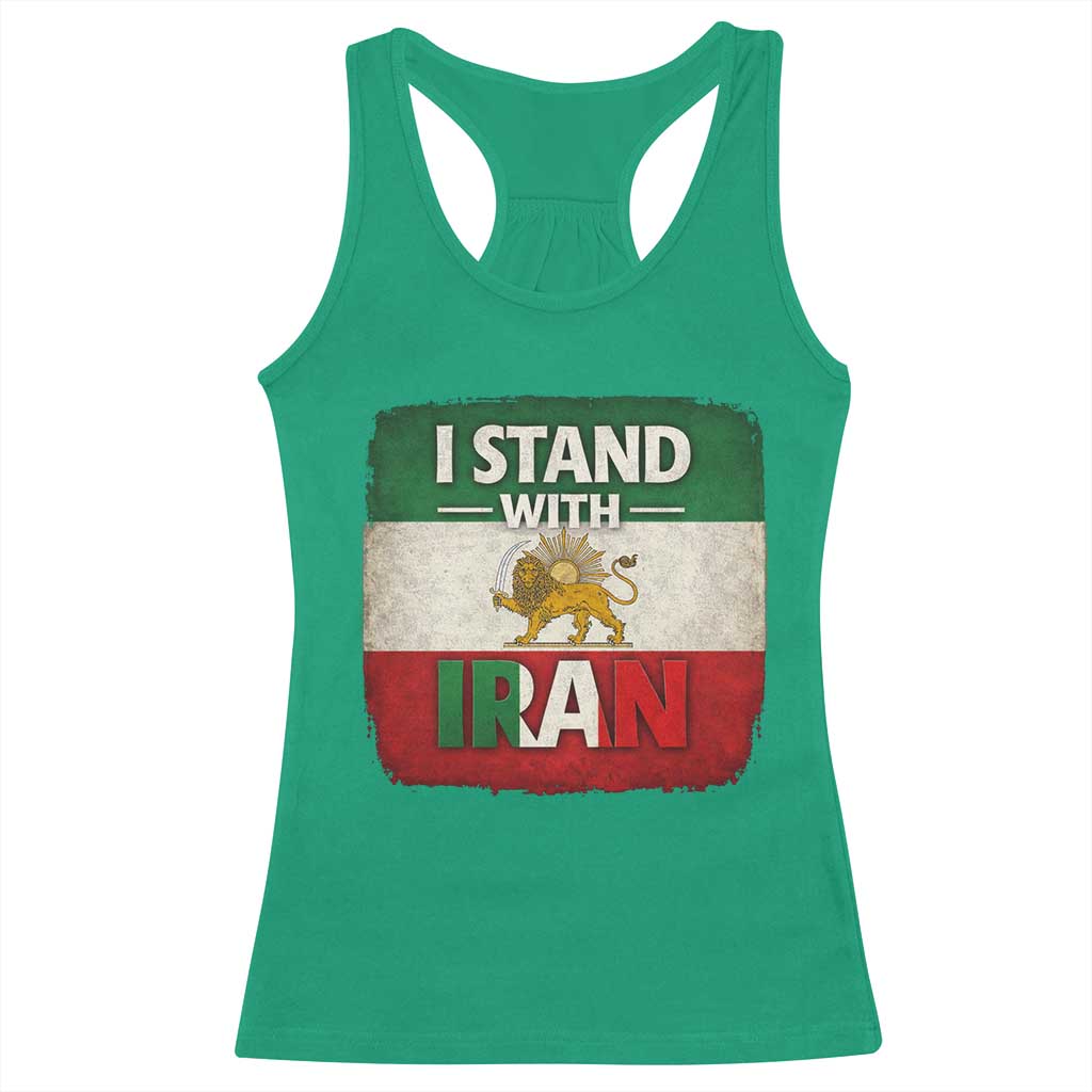 I Stand With Iran Racerback Tank Top Free Iran Support Persian Lion Flag TS11 Irish Green Print Your Wear