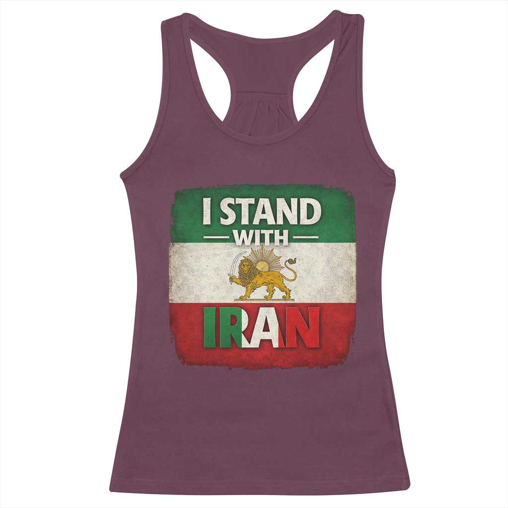 I Stand With Iran Racerback Tank Top Free Iran Support Persian Lion Flag TS11 Maroon Print Your Wear