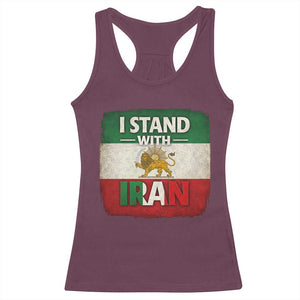 I Stand With Iran Racerback Tank Top Free Iran Support Persian Lion Flag TS11 Maroon Print Your Wear
