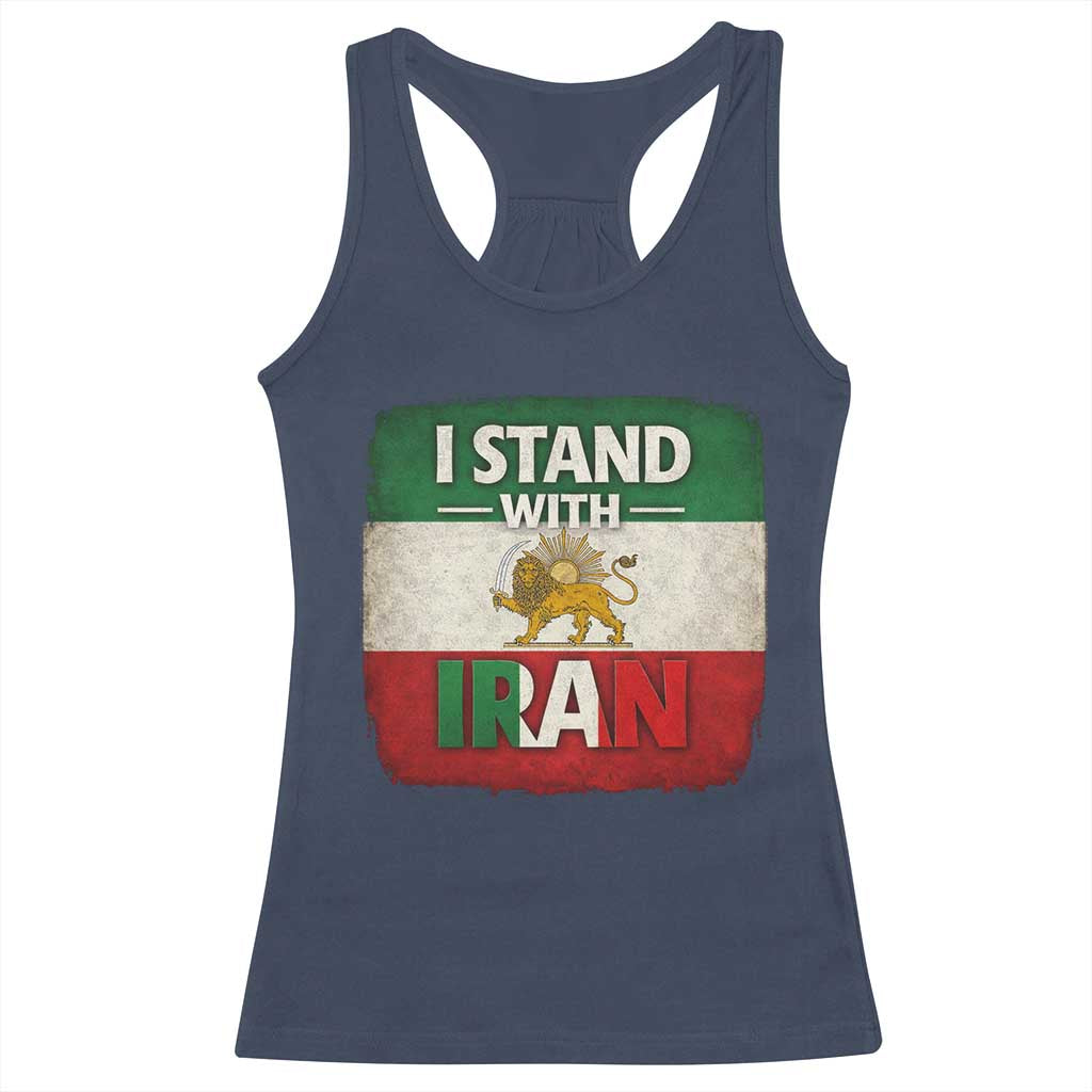 I Stand With Iran Racerback Tank Top Free Iran Support Persian Lion Flag TS11 Navy Print Your Wear