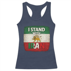 I Stand With Iran Racerback Tank Top Free Iran Support Persian Lion Flag TS11 Navy Print Your Wear