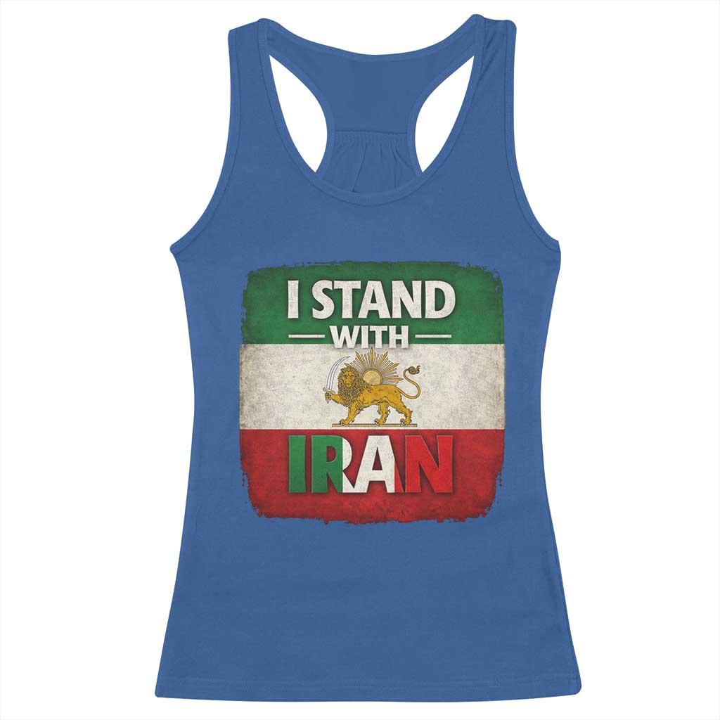 I Stand With Iran Racerback Tank Top Free Iran Support Persian Lion Flag TS11 Royal Blue Print Your Wear