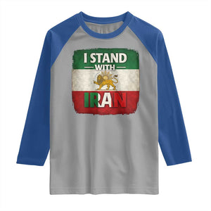 I Stand With Iran Raglan Shirt Free Iran Support Persian Lion Flag TS11 Sport Gray Royal Print Your Wear