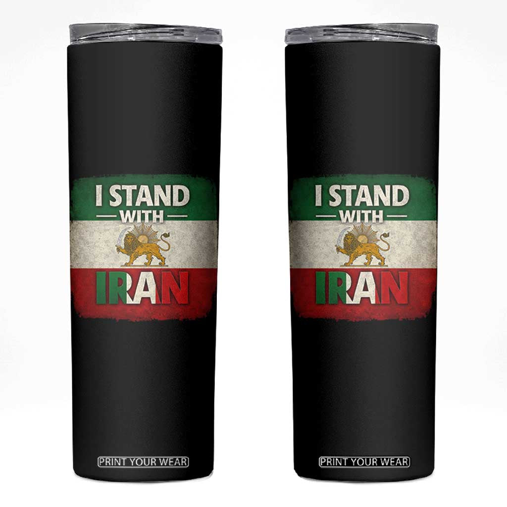 I Stand With Iran Skinny Tumbler Free Iran Support Persian Lion Flag TS11 Black Print Your Wear