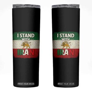 I Stand With Iran Skinny Tumbler Free Iran Support Persian Lion Flag TS11 Black Print Your Wear