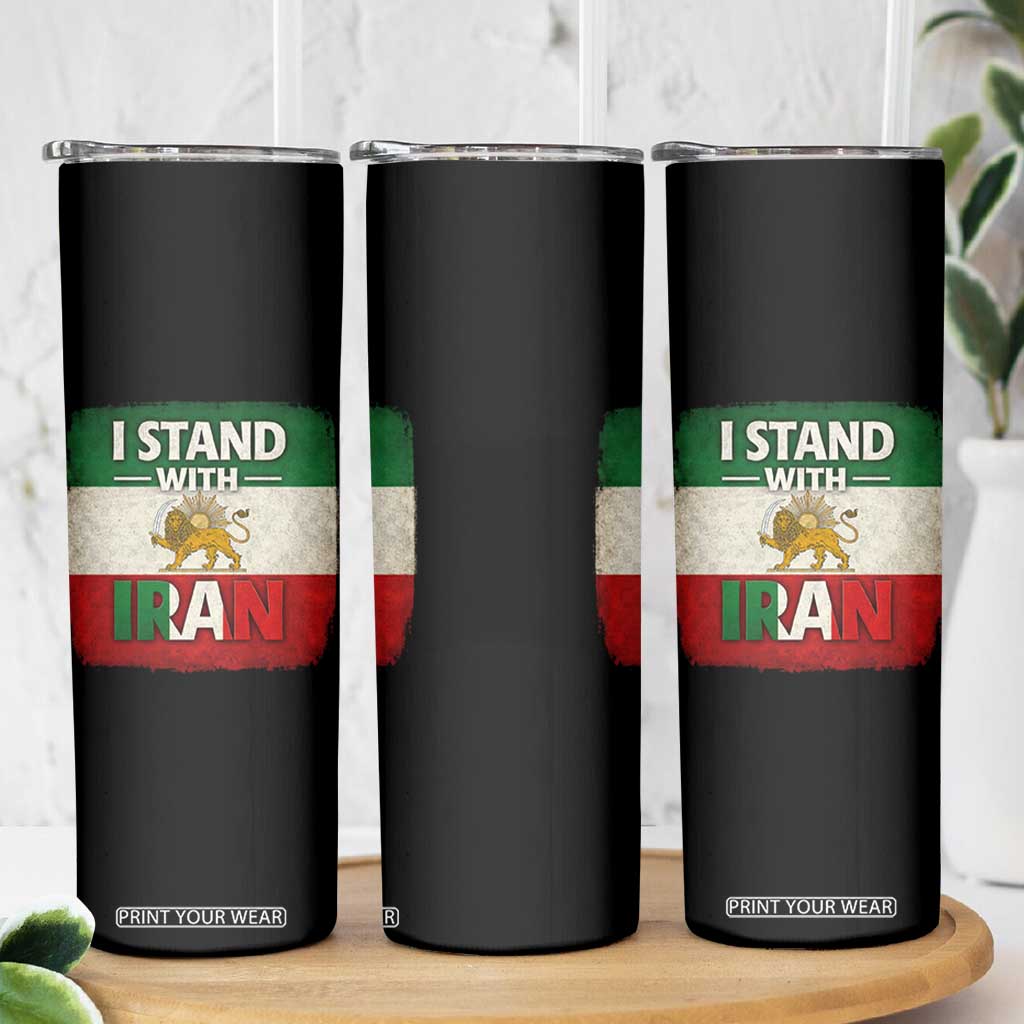 I Stand With Iran Skinny Tumbler Free Iran Support Persian Lion Flag TS11 Print Your Wear