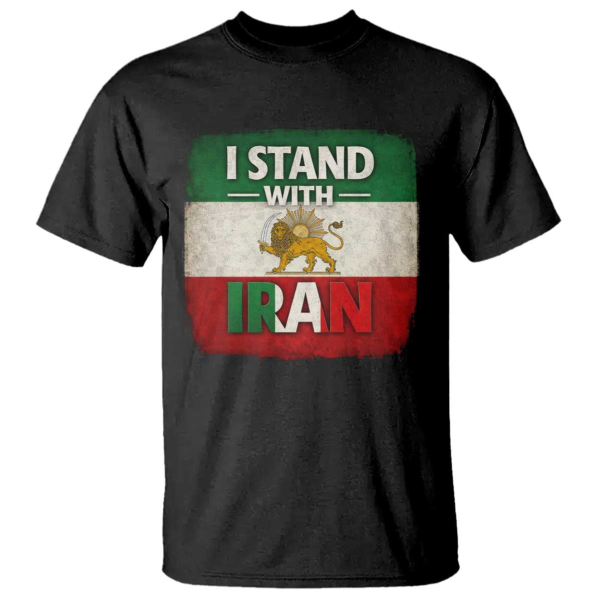 I Stand With Iran T Shirt Free Iran Support Persian Lion Flag TS11 Black Print Your Wear