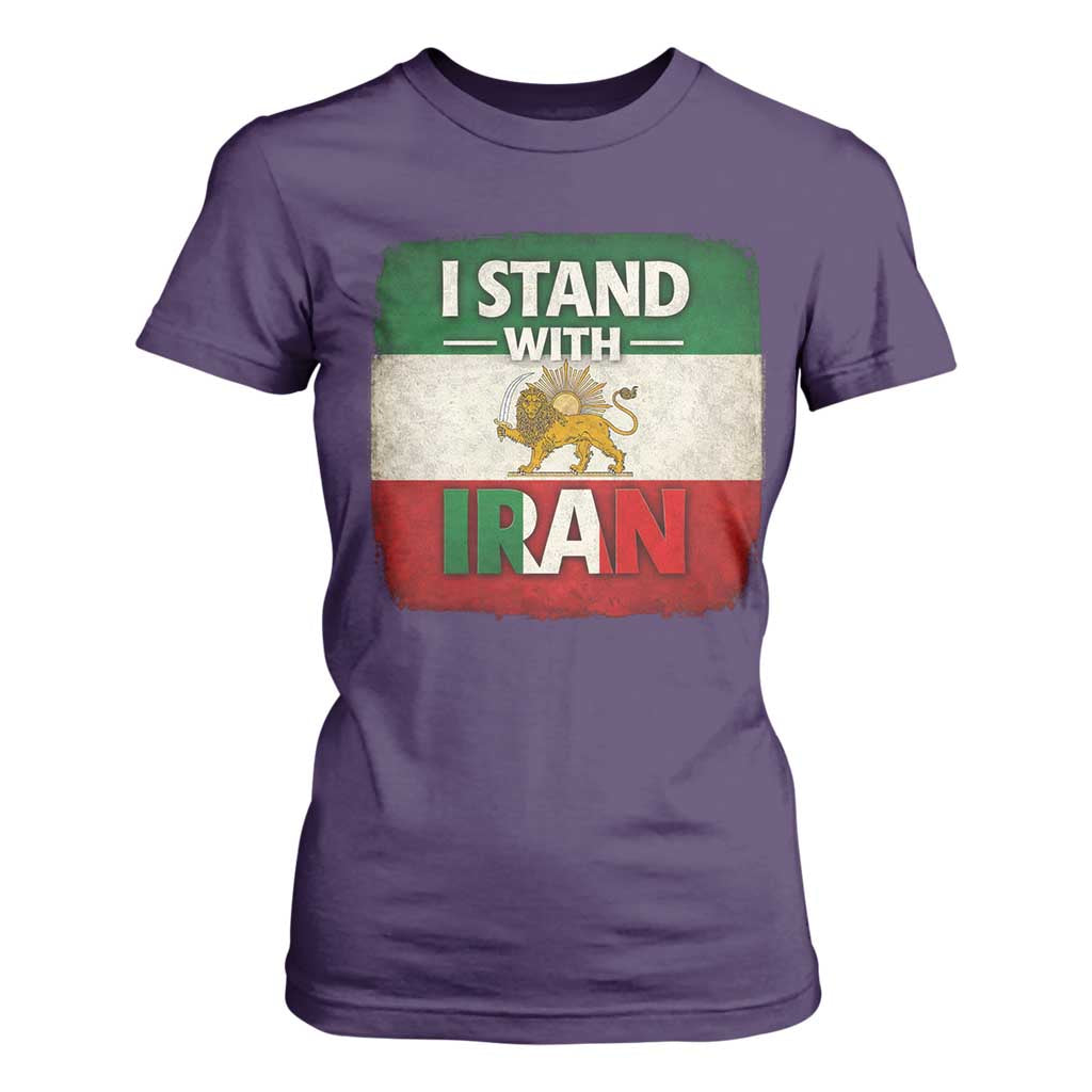 I Stand With Iran T Shirt For Women Free Iran Support Persian Lion Flag TS11 Purple Print Your Wear