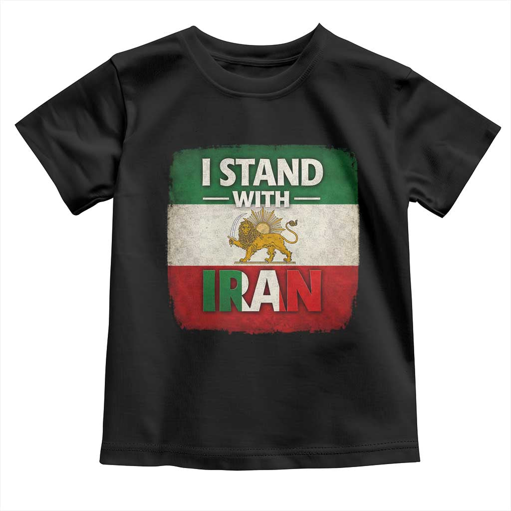 I Stand With Iran Toddler T Shirt Free Iran Support Persian Lion Flag TS11 Black Print Your Wear