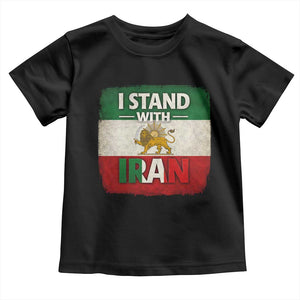 I Stand With Iran Toddler T Shirt Free Iran Support Persian Lion Flag TS11 Black Print Your Wear