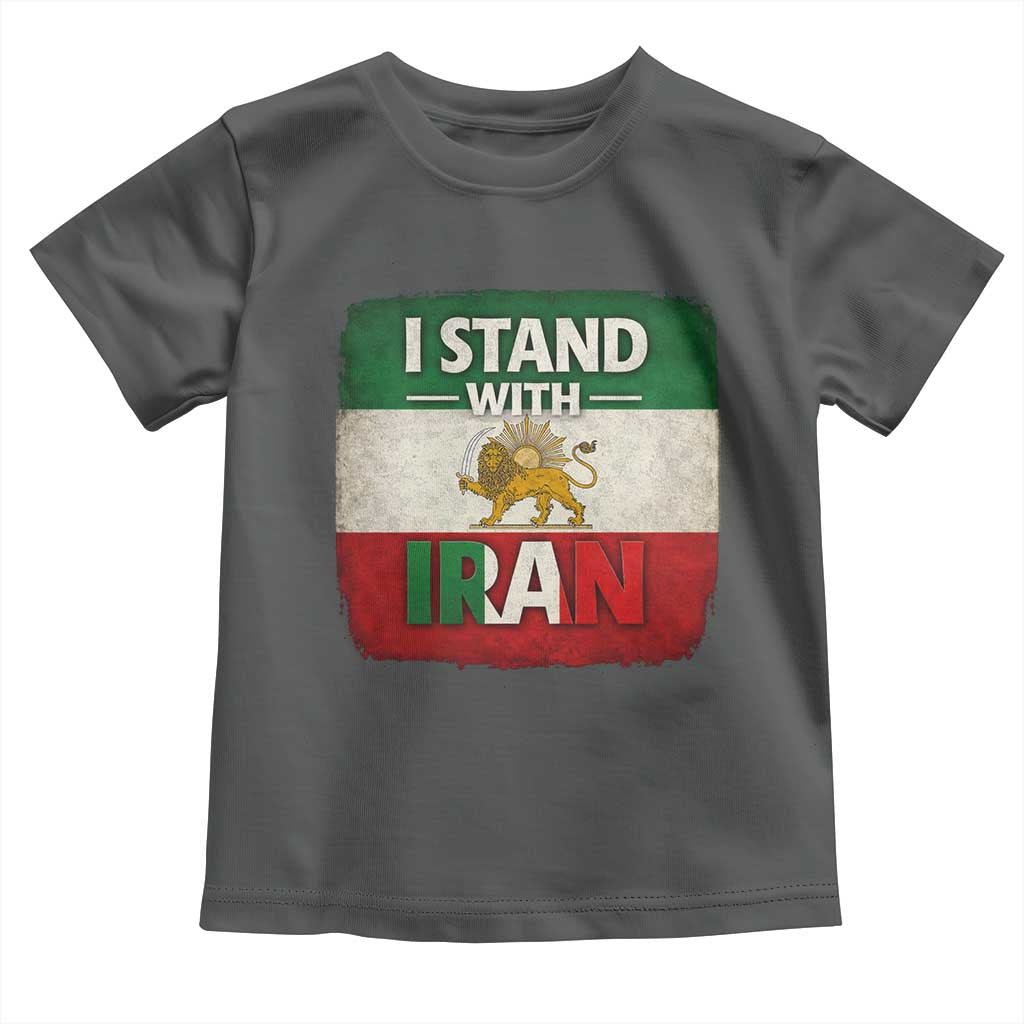 I Stand With Iran Toddler T Shirt Free Iran Support Persian Lion Flag TS11 Dark Heather Print Your Wear