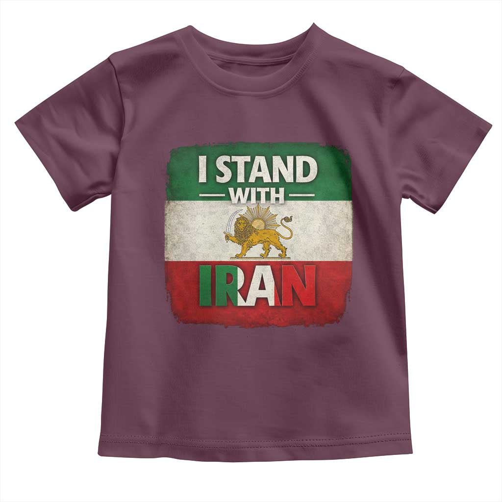 I Stand With Iran Toddler T Shirt Free Iran Support Persian Lion Flag TS11 Maroon Print Your Wear