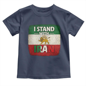 I Stand With Iran Toddler T Shirt Free Iran Support Persian Lion Flag TS11 Navy Print Your Wear