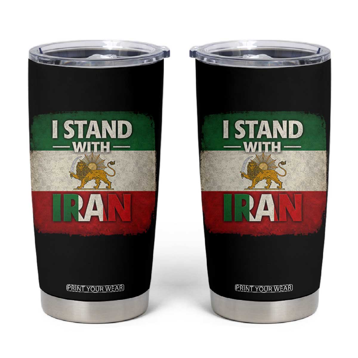 I Stand With Iran Tumbler Cup Free Iran Support Persian Lion Flag TS11 Black Print Your Wear