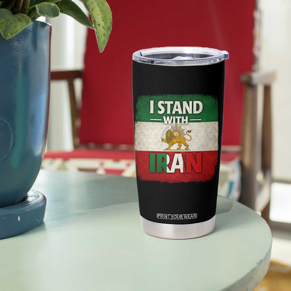 I Stand With Iran Tumbler Cup Free Iran Support Persian Lion Flag TS11 Print Your Wear