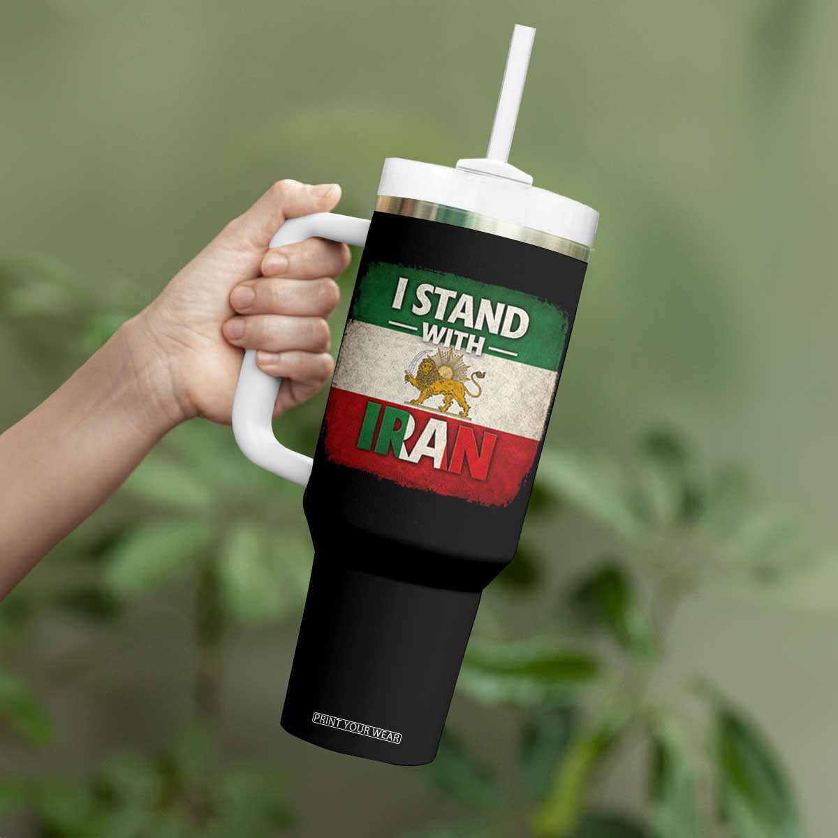 I Stand With Iran Tumbler With Handle Free Iran Support Persian Lion Flag TS11 Print Your Wear