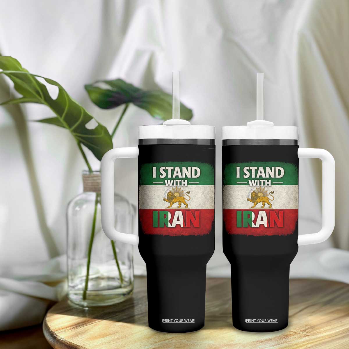 I Stand With Iran Tumbler With Handle Free Iran Support Persian Lion Flag TS11 Print Your Wear
